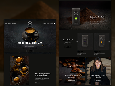 Kicking Horse Coffee ecommerce homepage product page responsive design typography ui ux