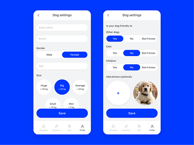 Settings app concept daily care design dog dogsitter interface settings ui ux