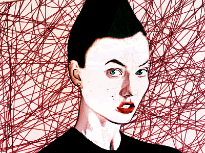 Illustration illsutration lines red woman