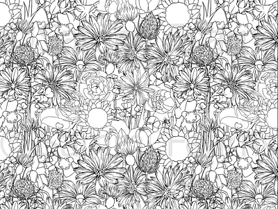 Linear Floral Wall design illustration pattern print
