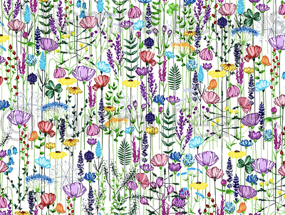 Wild Flower design illustration pattern print