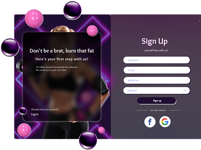 Sign Up Page for an fitness application dailyui