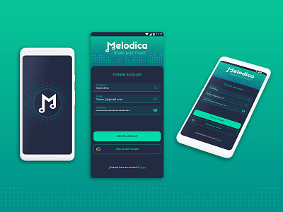 Daily UI Challenge #001 - Melodica sign up app screen