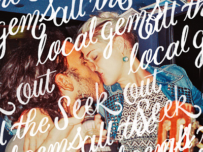 Local Gems energetic kissing lettering type