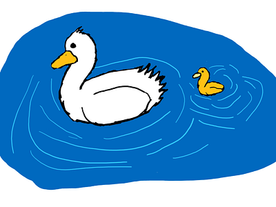Mother Duck cute duck duckiing illustration simple