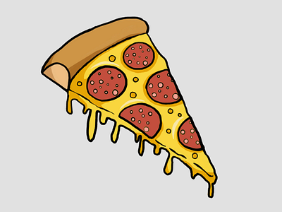 Piece of Pizza - POP cute food illustration junk food pizza red simple yellow
