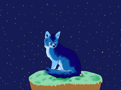 Magic Fox - Sitting Pose animal blue cute fox illustration nature simple