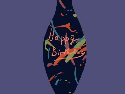 Happy Birthday Bowling Pin bowling colourful design illustration logo simple