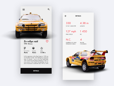 Zx rallye raid app auto autosport citroen design interface ios mobile sport ui ux