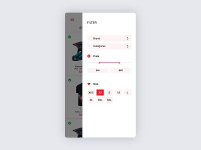 Filter screen android app design filter ios mobile screen ui ux