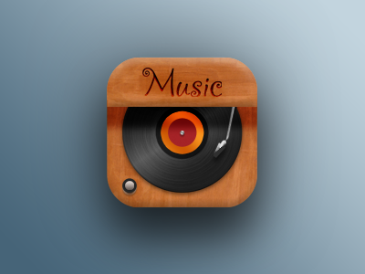 Music Icon app art design icon interface ios mobile skevomorfizm ui