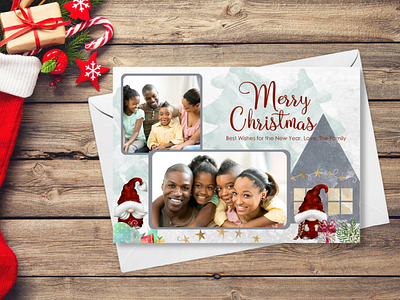 Canva Christmas Gnome Photo Card Template