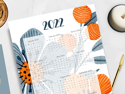 2022 1 Page Calendar 1 page calendar 2022 calendar 2022 calendar pdf 2022 planner blue and orange bright calendar calendar calendar pdf colorful calendar digital planner physical planner planner insert planner pdf printable calendar printable calendar 2022 printable planner wall calendar year planner yearly calendar yearly planner