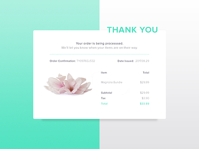 Daily UI 017 - Email Receipt 017 daily ui dailyui email flower invoice payment processed receipt total cost uidesign uxdesign