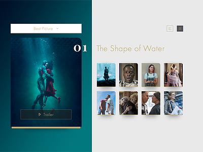 Daily UI 019 - Leaderboards (Oscars) 19 call me by your name daily ui dunkirk get out lady bird leaderboard leaderboards oscars shape of water the post three billboards