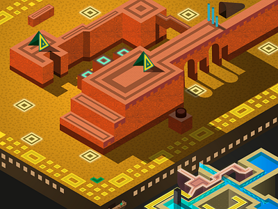 Pyramid desert game level graphic design isometric labyrinth maze perspective pyramid