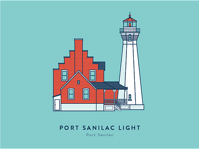 Port Sanilac Light architecture coast guard flat geometry great lakes historic lighthouse line michigan port sanilac