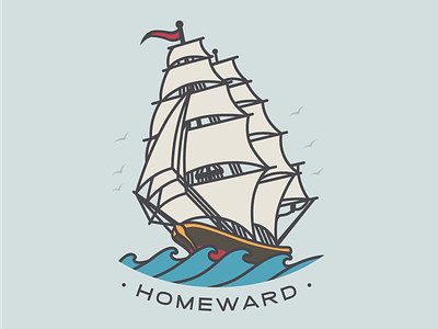 Homeward flash flat jerry sailor ship tattoo vector