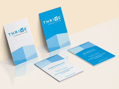 Thrive business cards blue branding business cards design system thrive