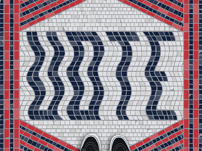 Vote fauxsaic election fauxsaic floor illustration lettering mosaic red white and blue vote