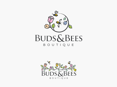 Flower and Bee animal design bee logo flower logo garden design logo design nature design