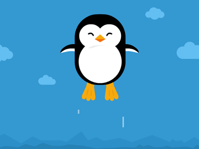 Peniguin Flight animate arctic cute digital flat flight logo penguin simple