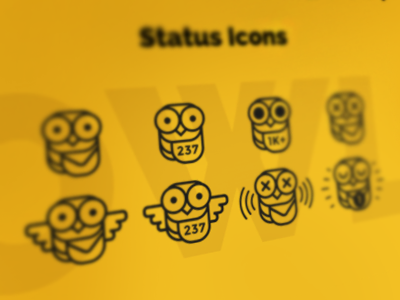 Owl Status Icons app blackyellow icons outline owl simple status svg