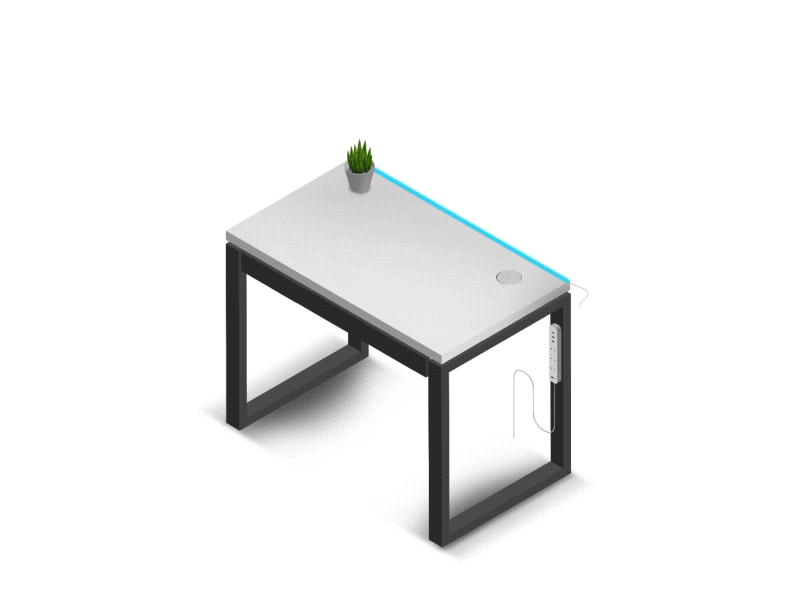 KOMETA smart desk - teaser animation black desk isometric led smart white