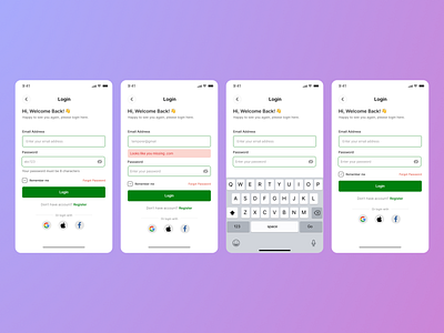 Login page app design ui ux
