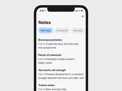Notes App browse home screen ios iphone x notes tags