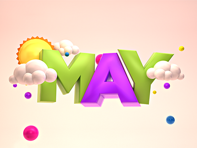 May 3d cinema 4d clouds promotion text typography