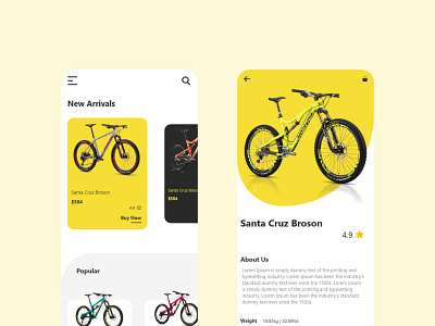 Cycle Store App Design | e-commerce app design | Xd app design