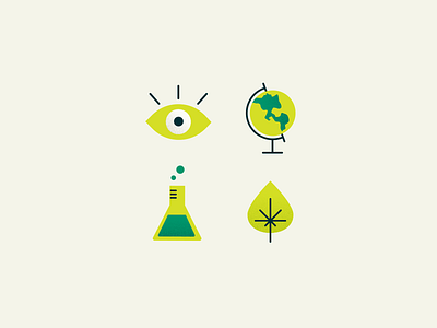Green Icons beaker eye globe iconography icons icons set leaf nature science