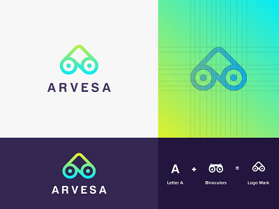 ARVESA Logo Design binocular logo branding creative logo design flat logo gradient logo graphic design graphic logo illustration logo vector