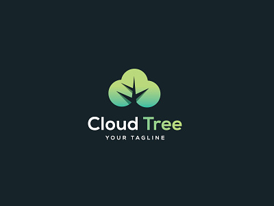 Cloud Tree Logo Design branding creative logo design gradient logo graphic design graphic logo illustration logo vector