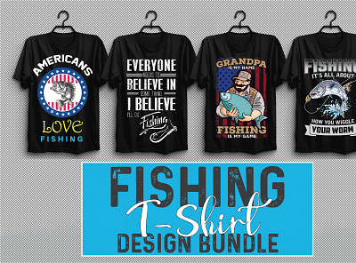 Fishing T-shirt Design Bundle Vol-1 3d animation branding design graphic design illustration logo motion graphics ui vector