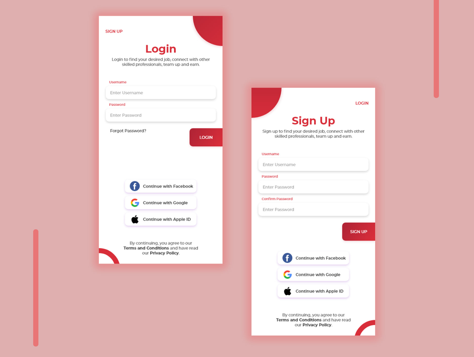 Login/Sign up Mobile by Qamar Hussain on Dribbble