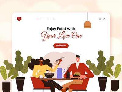 Valentines Day Hero Section design dine in eat together food hero section illustration landing page latest love love one restaurant together ui valentine landing page valentine website valentines valentines day valentines day special