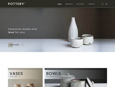 Pottery Shop Landing Page ceramics graphic design landing page pottery ui unsplash photo web desing