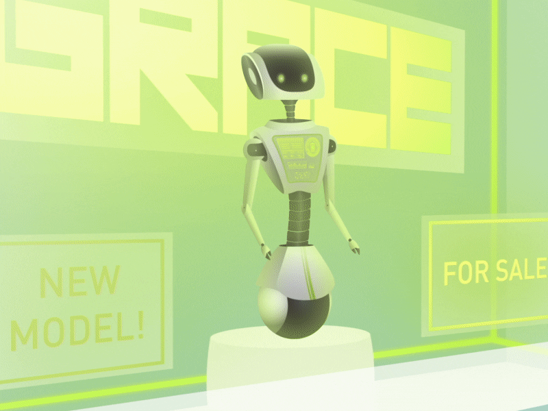 Deloitte Series #4 after effects cel shading future illustration loop motion robot shop window