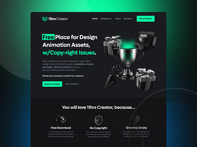 Digital Download Platform - Website Hero Landing black web design blue home page dark mode design hero landing hero page minimal ui