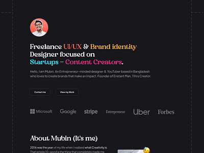 Personal Portfolio - Website Home Page Ui Design