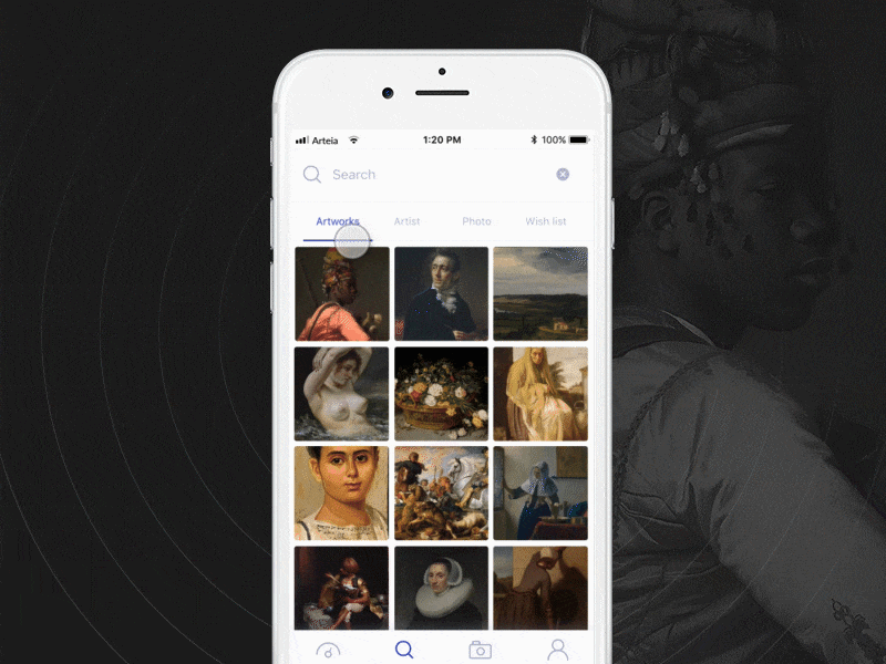 Arteia - mobile artwork concept animation app flinto gif ios iphone motion ui ux