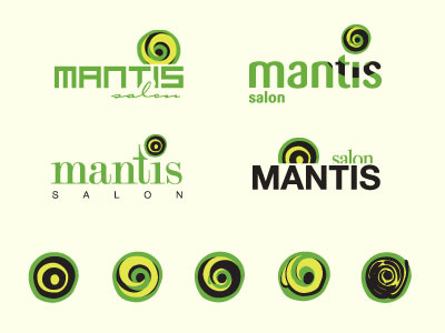 Mantis Salon logo concepts branding identity logo package