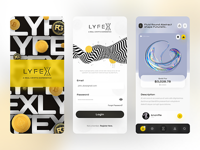 LYFEX - A Real Crypto Experience animation blockchain branding classic clean crypto design mobile app modern nft ui ui design user experience