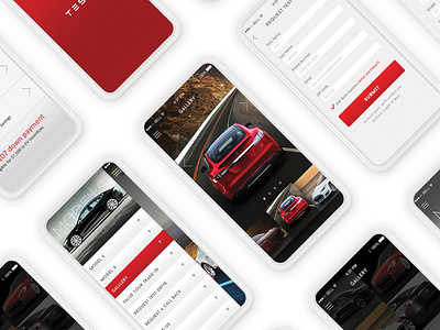 Tesla - Mobile App Design branding classic clean design luxury mobile app modern red tesla ui ui design white