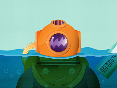 Diver diver illustration ocean underwater