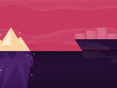 Cargo Ship vs Magical Iceberg cargo clouds illustration ocean pink ship vector