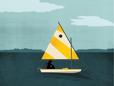 Sailboat boat illustration landscape outdoor sail sailing sports summer sunfish vector water