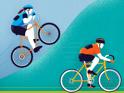 Bikers athletics bikes cycling illustration outdoors sports vector